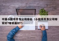 中国小程序开发公司排名（小程序开发公司哪家好?哪家最好?）